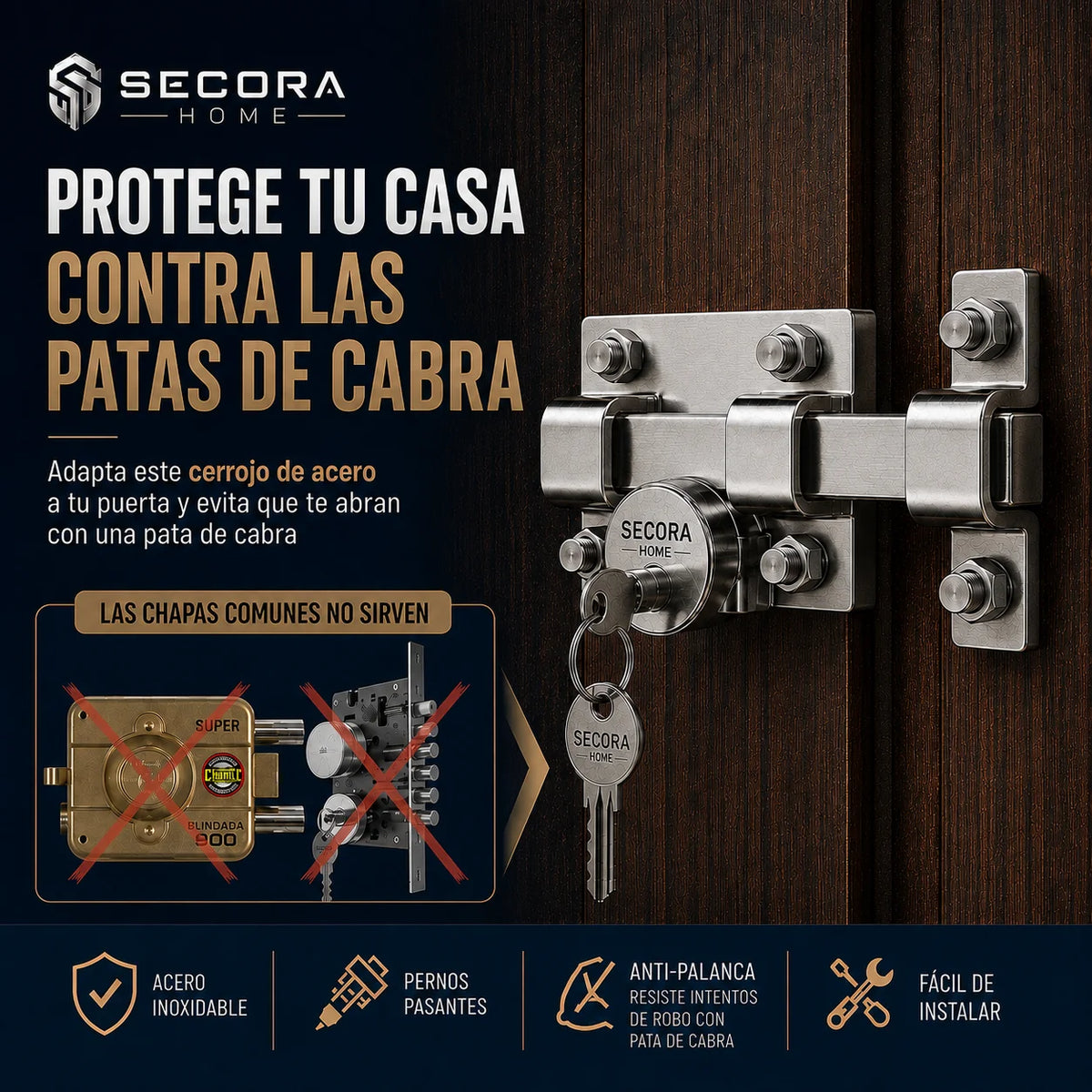 Cerrojo Antipalanca Secora Home